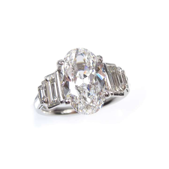 Single stone oval cut diamond ring, claw set with a 3.01ct F VS2 diamond